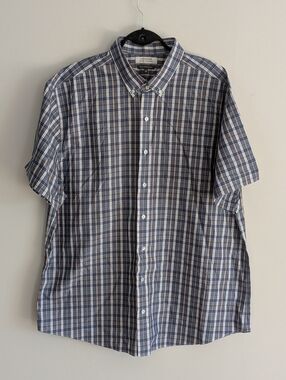 Denver Hayes Never-Iron Classic Fit Short Sleeves Plaid Shirt 2XL